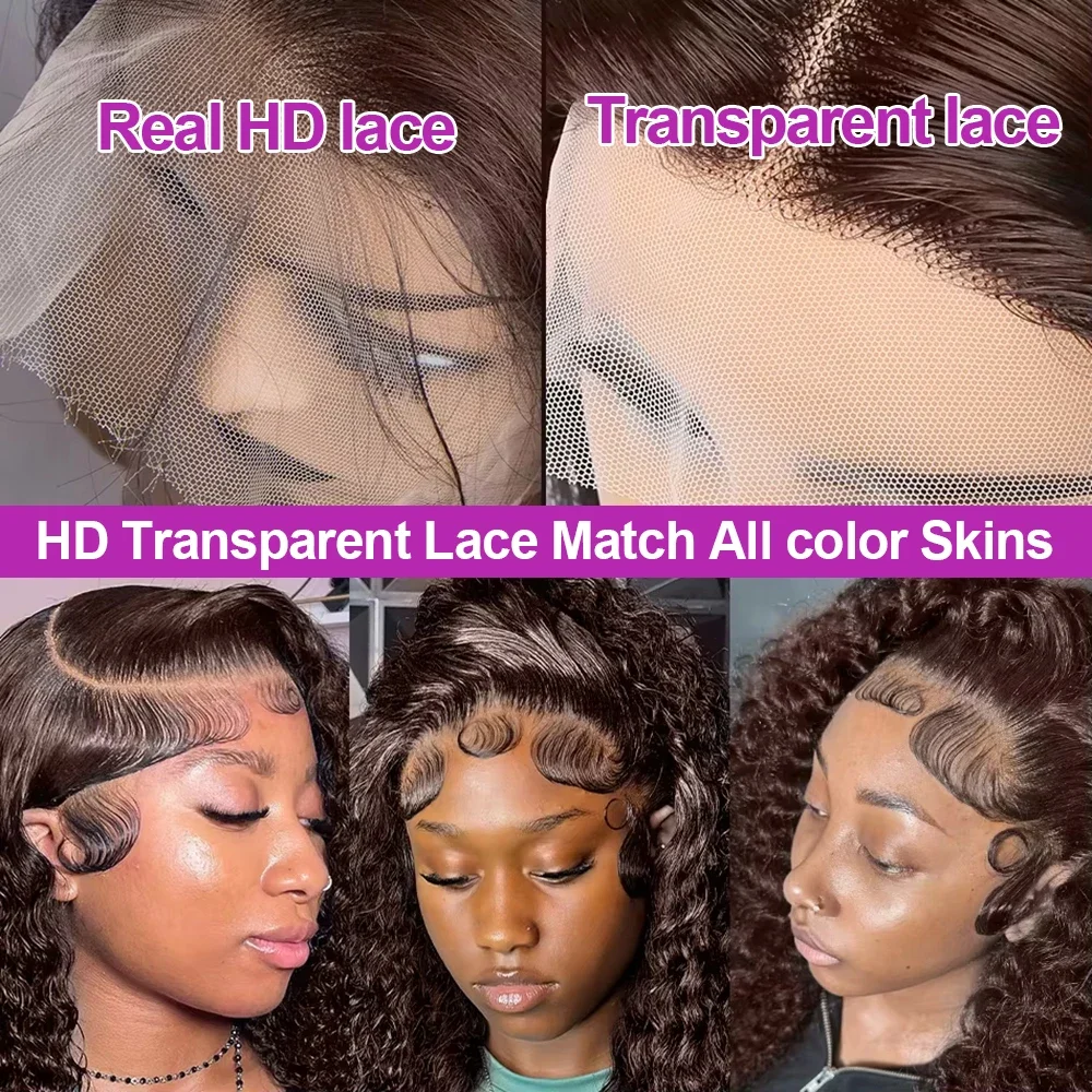 32 38 بوصة الشوكولاته البني 13x4 Hd الدانتيل الجبهة الباروكات موجة عميقة شعر مستعار أمامي البرازيلي الشوكولاته براون شعر بشري مجعد شعر مستعار للنساء