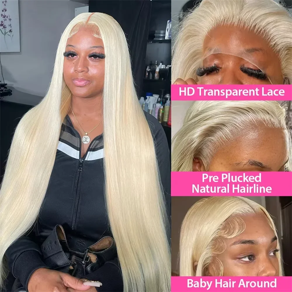 Lafino 200% Density 36 38 Inch 13x6 Hd Lace Frontal Wig Straight 13x4 Lace Front Wig Human Hair 613 Honey Blonde Wig Human Hair image 4