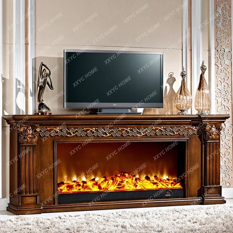 

Камин Curio Шкаф 2 м Электрический камин с дистанционным управлением Гостиная 1,5 Электронный камин из цельного дерева Шкаф для телевизора