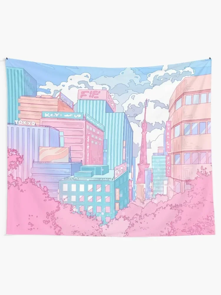 Thepastel Tokyo cityscape Tapestry House Decor Bedroom Decoration Decor For Room Bedroom Deco Tapestry