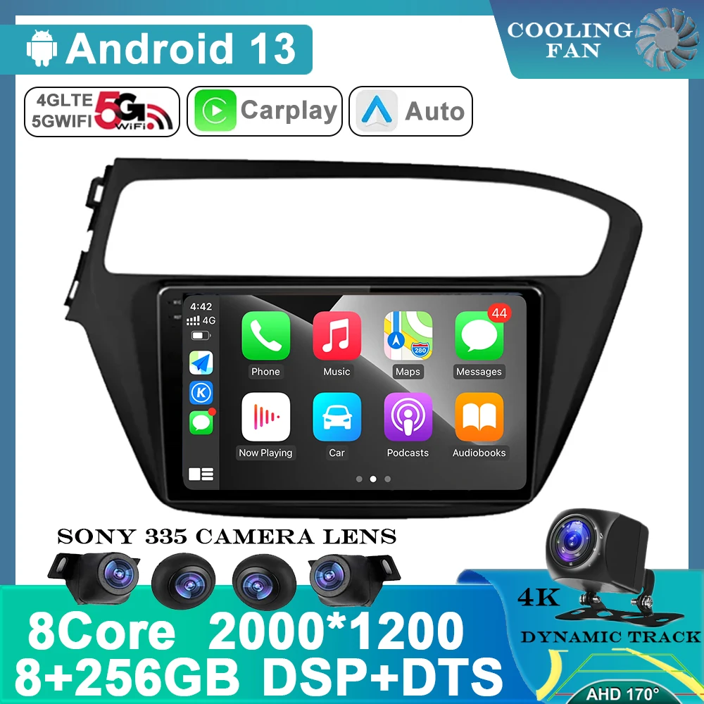 

For Hyundai I20 2015 - 2018 Android 13 Autoradio Multimedia Player Head Unit GPS Navigation Carplay Auto DSP 4G IPS No 2Din DVD