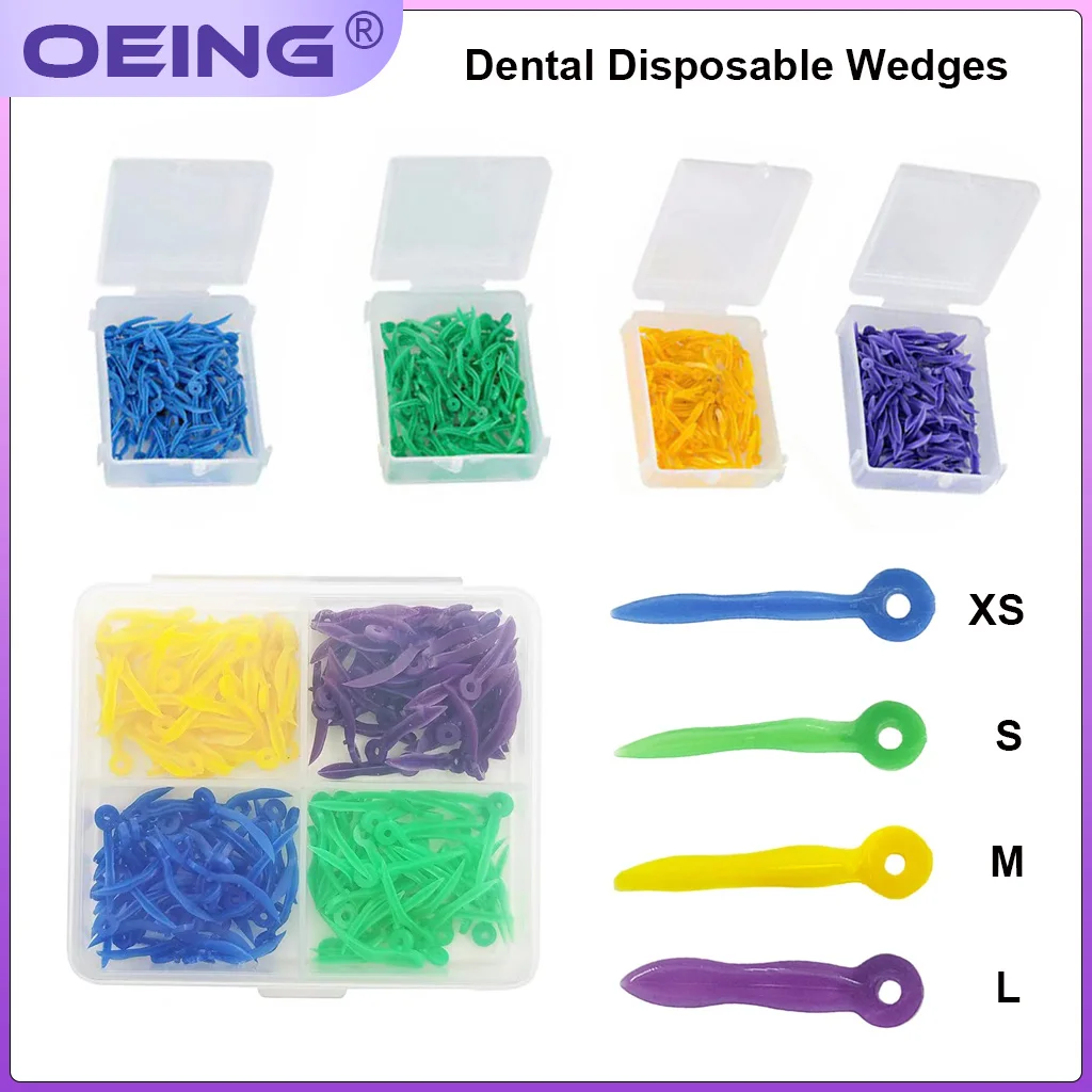 100/200pcs/Box Disposable Dental Wedges Tooth Gap Wedge with Holes  4 Sizes XS S M L Oral Care Accessories Dentistry Materials