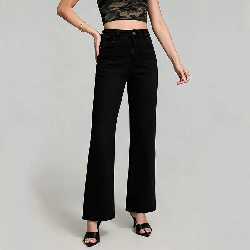ZHISILAO New Black Straight Jeans Women Vintage Causal Chic Cotton Stretch Denim Pants Streetwear Spring Summer 2026