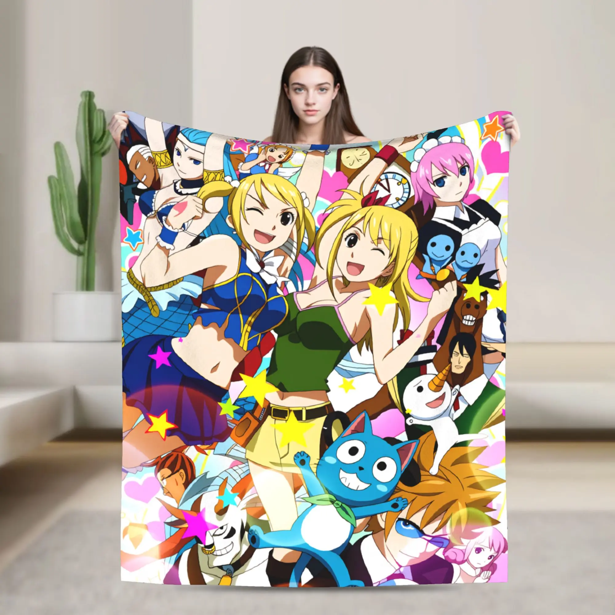 

Fairy Tail Super Soft Blanket Japanese Anime Picnic Plush Throw Blanket Graphic Home Decor Flannel Bedspread Sofa Bed Cover
