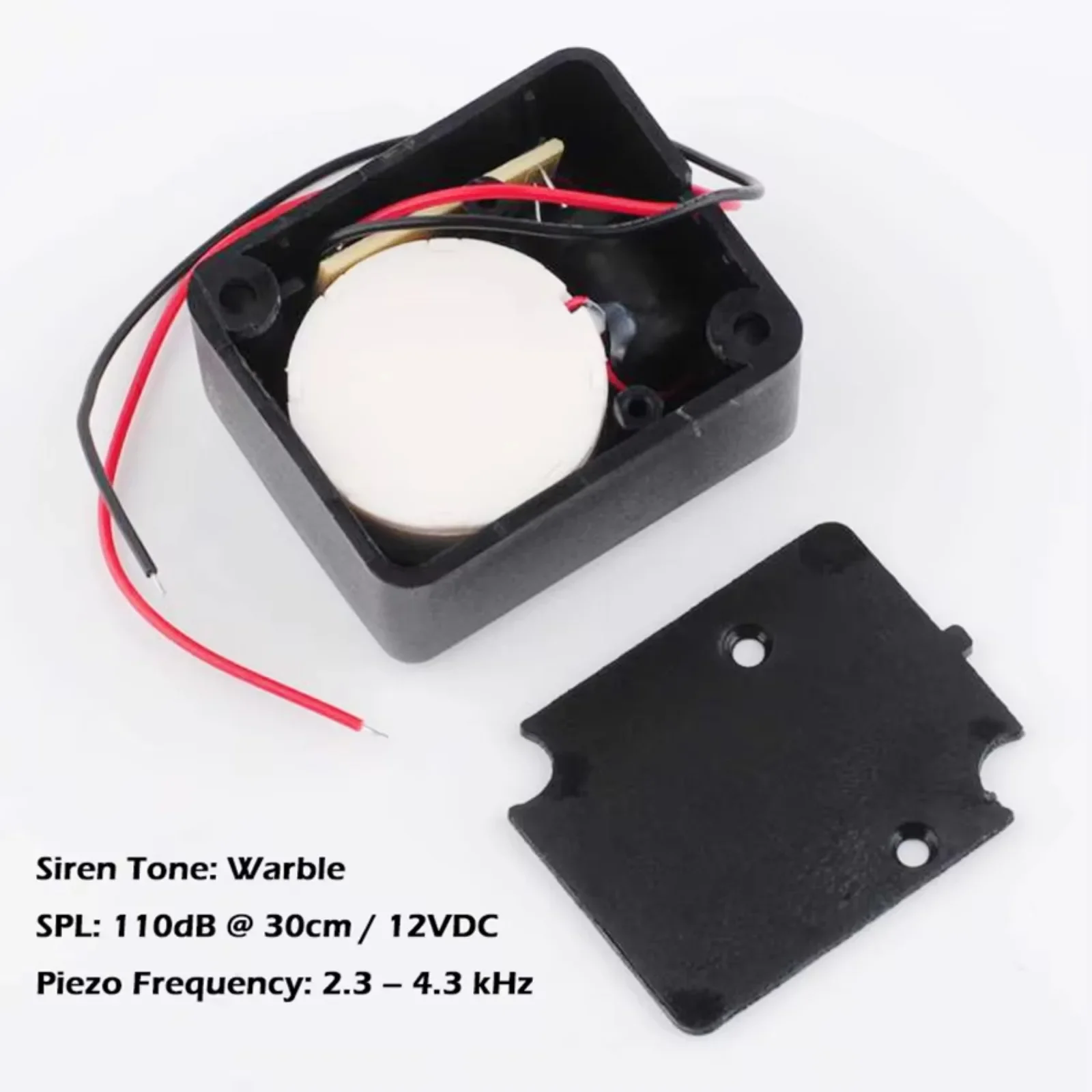 12V DC Black Mini Piezo Alarm Siren 110dB Insurance Safes Anti-Theft Alarm High-Decibel Buzzer for Car+9V Battery Buckle