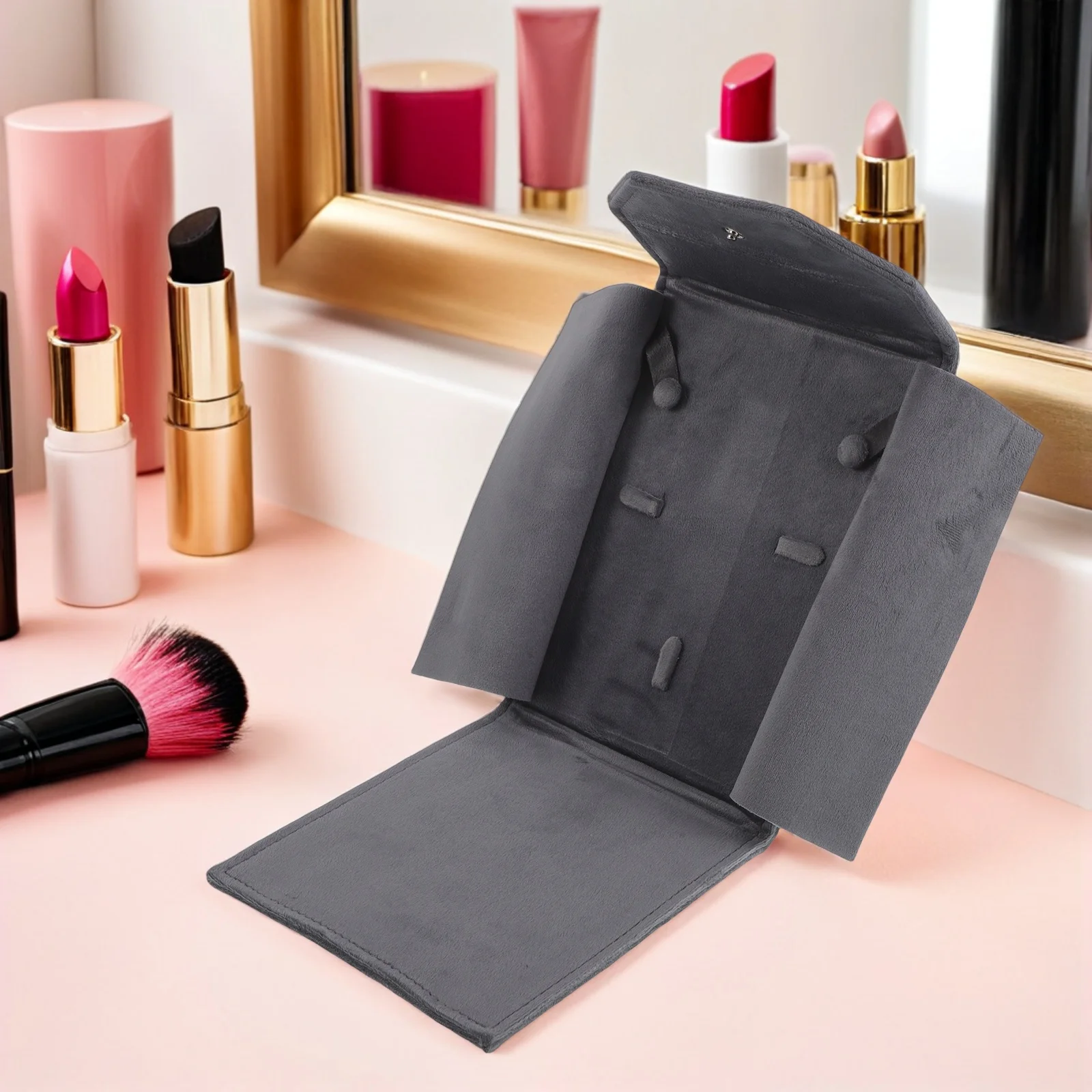 

Сумка для хранения ювелирных изделий, серая: дорожный органайзер для колье, браслетов, колец, серег, портативный футляр для демонстрации, шкатулка для украшений, свадебный аксессуар