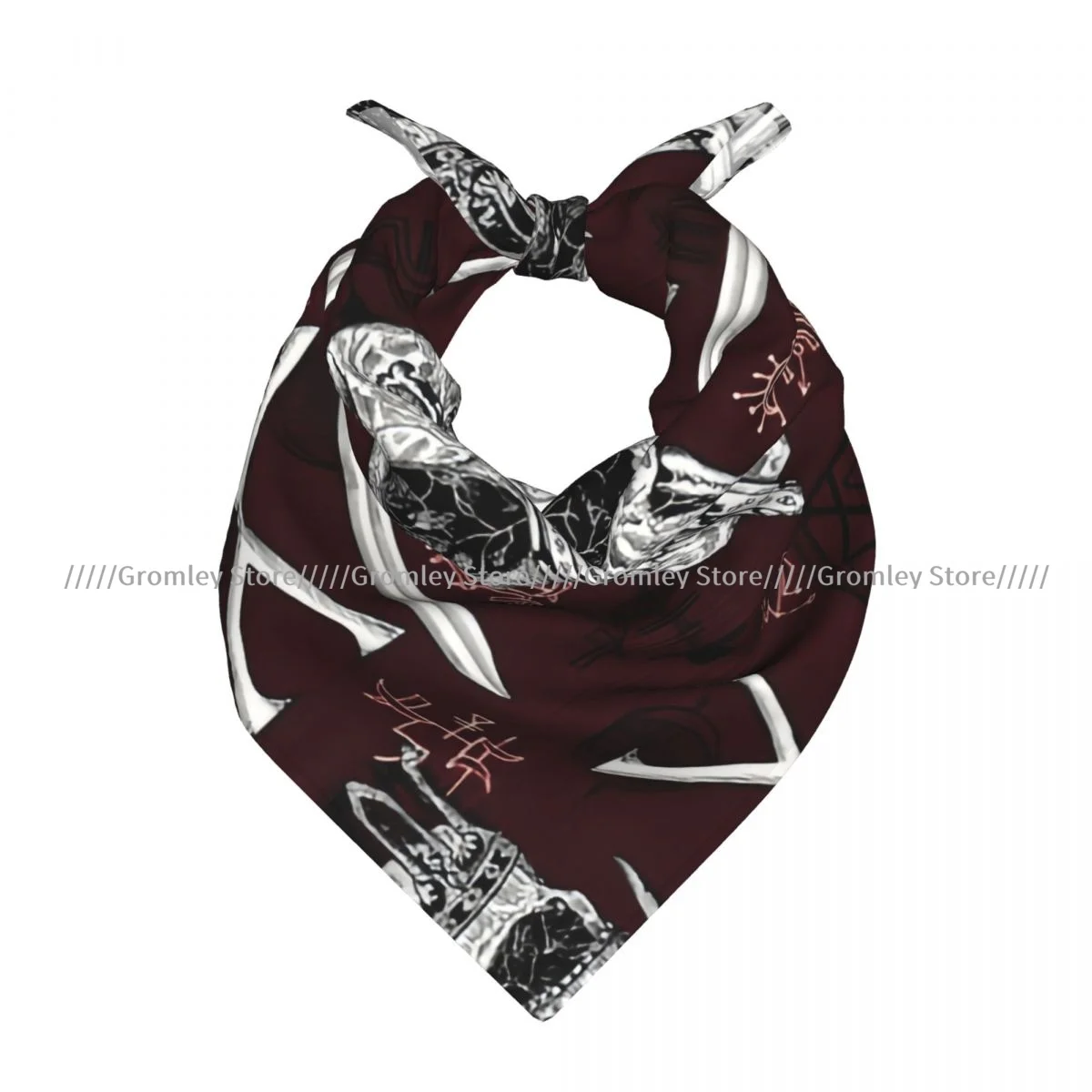 Square Scarf Women Evil Skull Sword Roman Numerals Bandana Headscarf