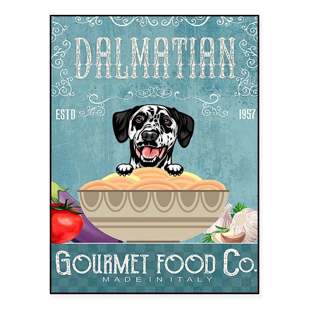 Dalmatian Dog Poster, Gourmet Company Poster, Dalmatian Vintage Canvas Gifts, Funny Dalmatian Mom Gifts, Kitchen Home Decor