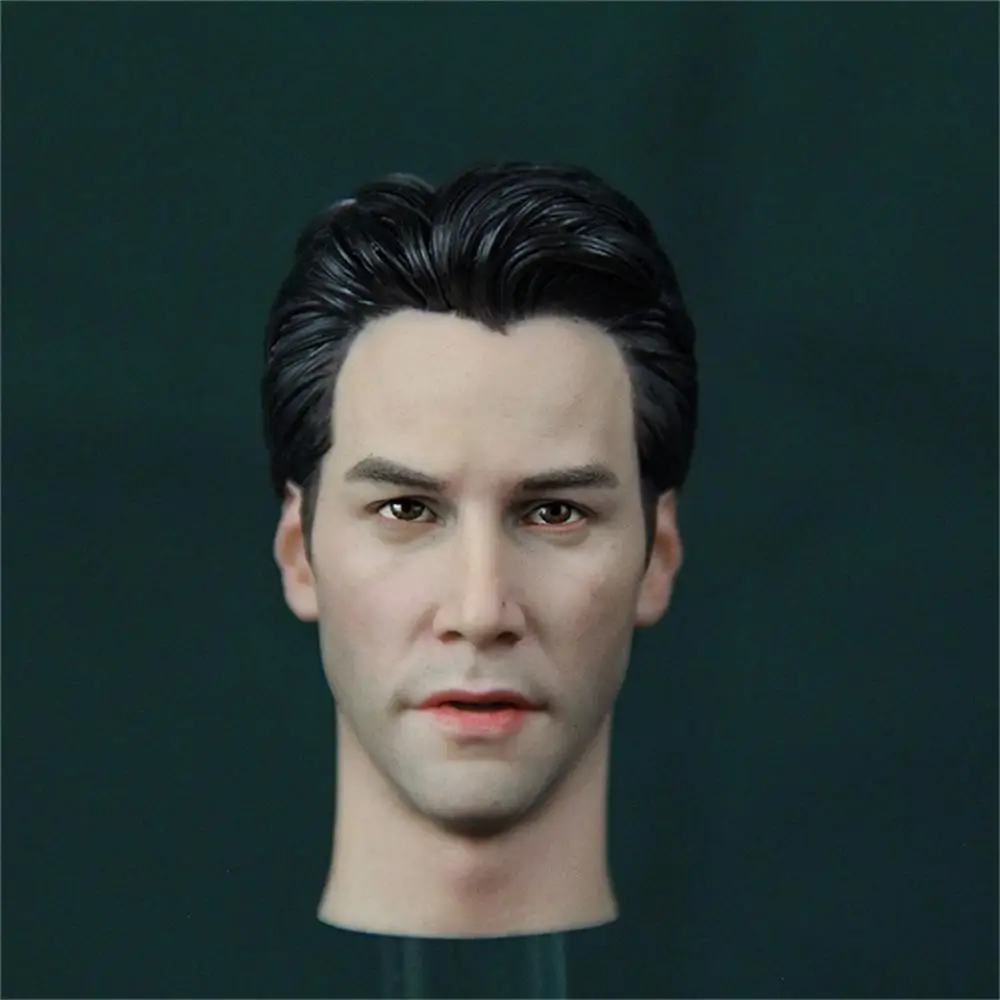 

Hand Painted Scale 1/6th High Quality Keanu Reeves The Matrix Handsome Guy Head Sculpture Model For 12inch Body Action Collect