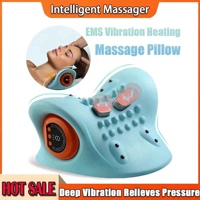 

Электрический массажер для шеи и шеи, тяговая голова, акупунктурная массажная подушка, носилки для плеч, хиропрактика для релаксации