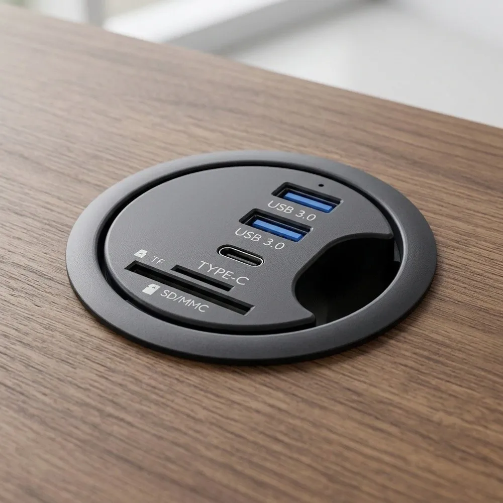 For Desktop PC Desk Grommet Hub Grommet Splitter 2 Ports USB 3.0 Easy Installation Enhanced Data Transfer Speeds