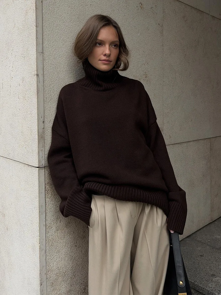

Turtleneck Sweater For Women's Oversize Winter Vintage Knitted Sweater Pullover Women Soft Warm Sweater 2025