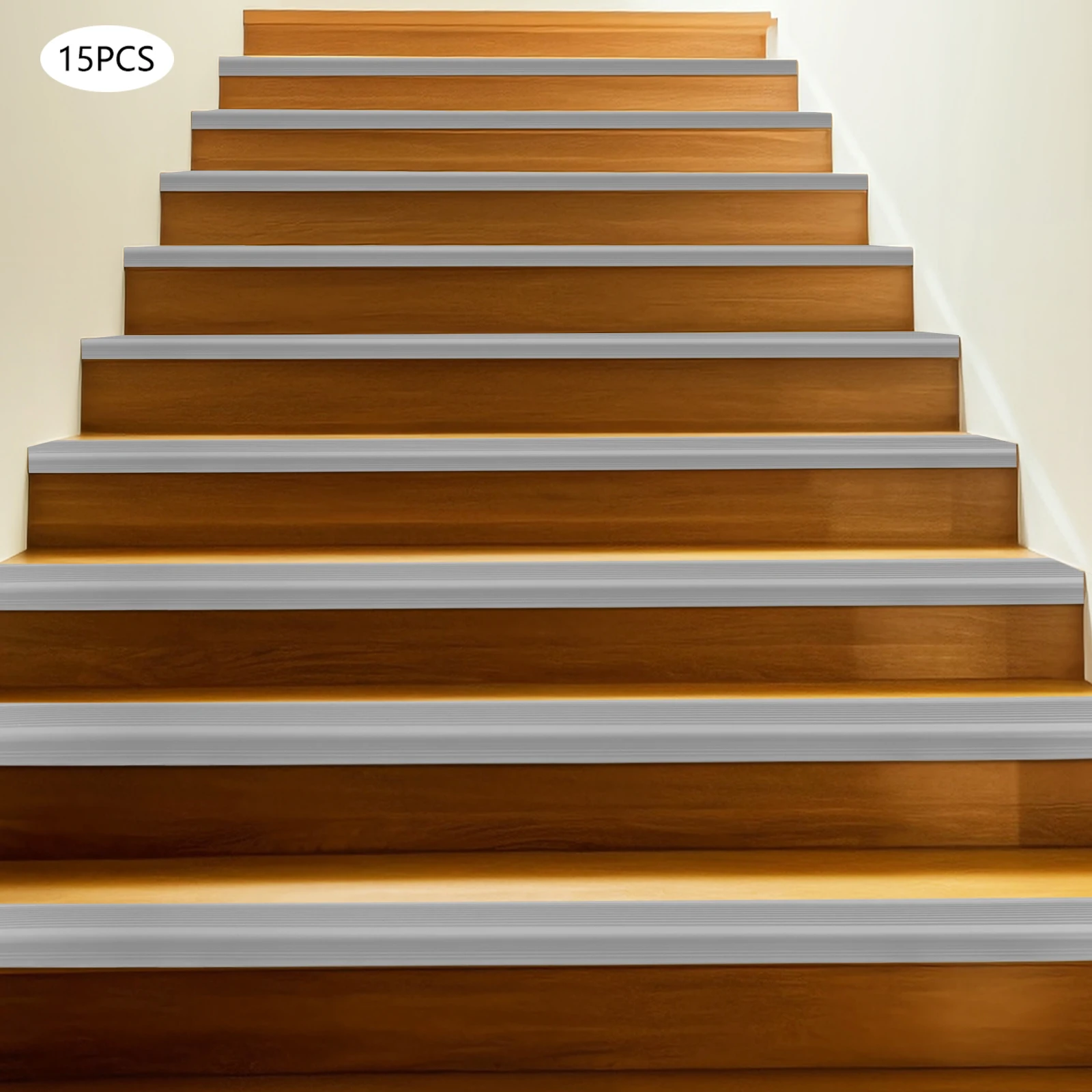 15 szt. Ochraniacze krawędzi schodów 90*5*2,5 cm PVC Listwy narożne schodów Listwy krawędzi schodów wspomagające