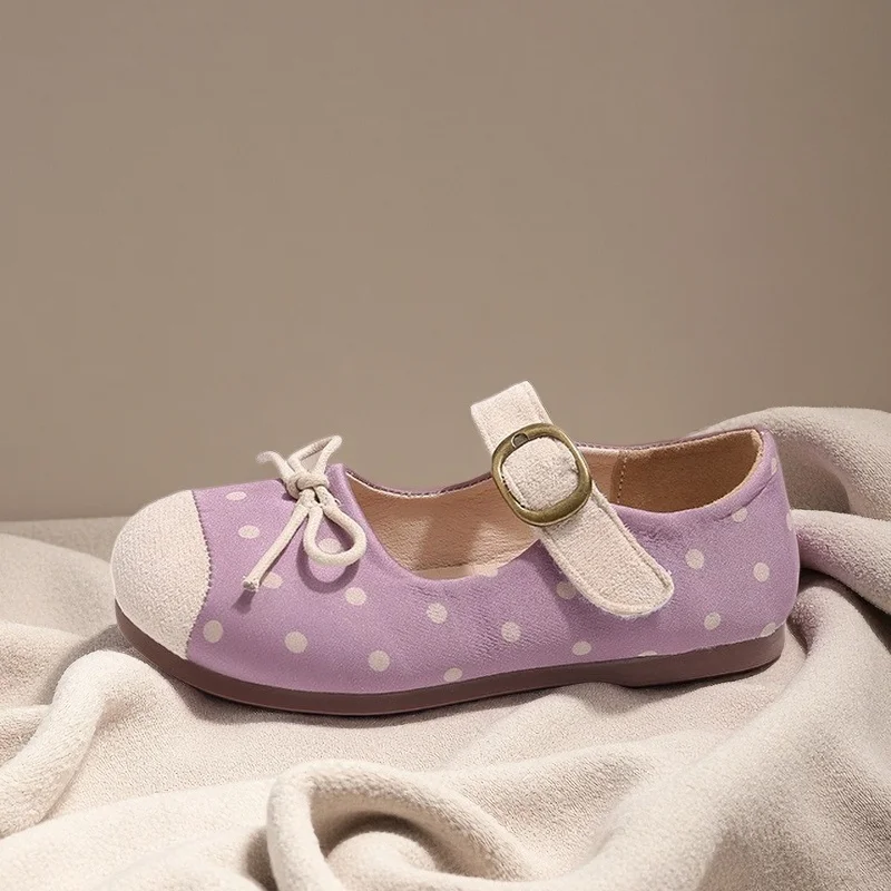

Girls Dotted Mary Janes 2026 Autumn Vintage Princess Flats Dopamine Color Ballet Shoes Toddler Girls Soft Sole Casual Everyday