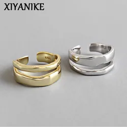 XIYANIKE-anillos de dos círculos giratorios elegantes para mujer, Color plateado, joyería geométrica Simple hecha a mano ajustable