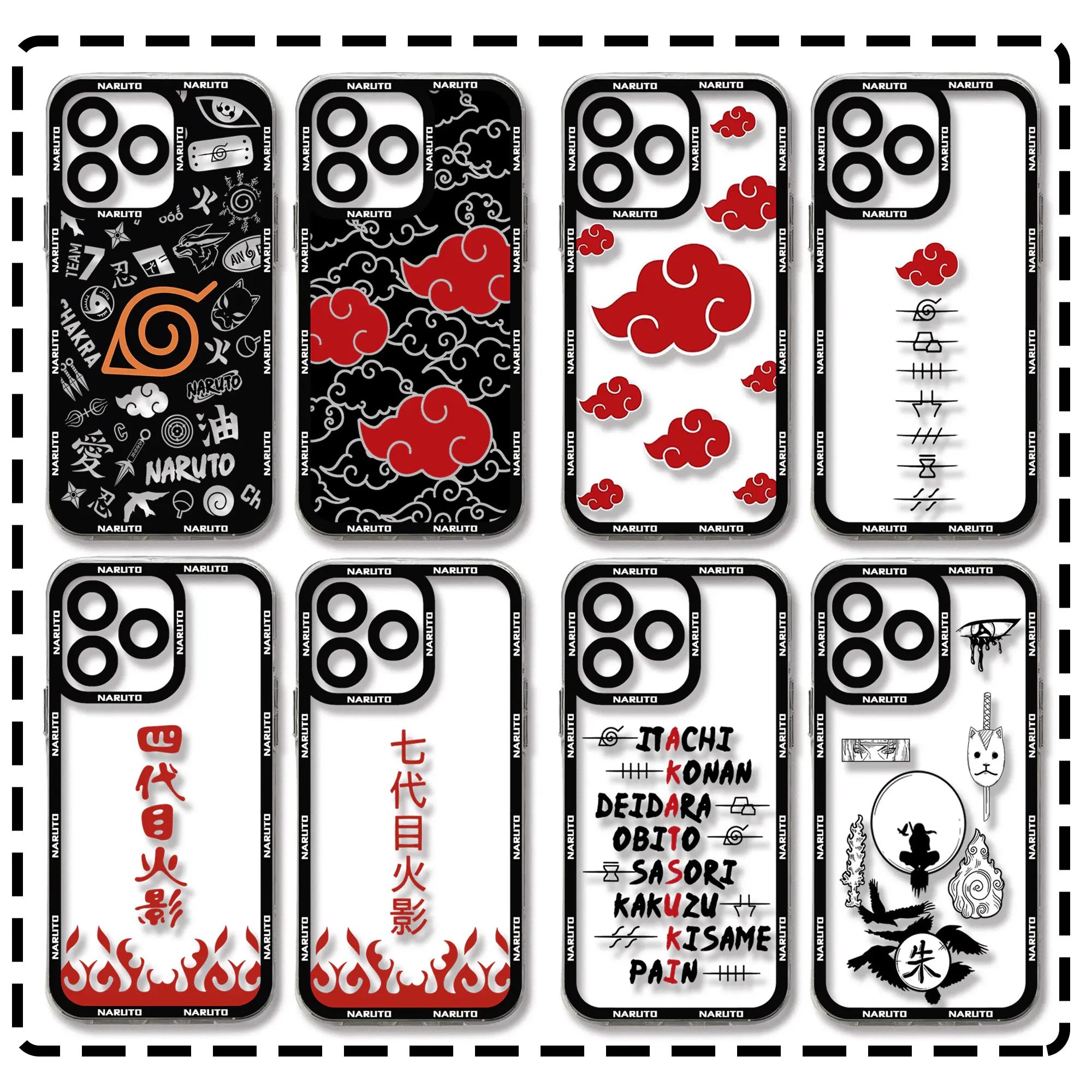 Чехол для телефона с аниме акацукис Итачи для iPhone 15 14 13 12 11 Mini Pro Max X XR XSMax 7 8 Plus N-Narutos SE20, прозрачный чехол