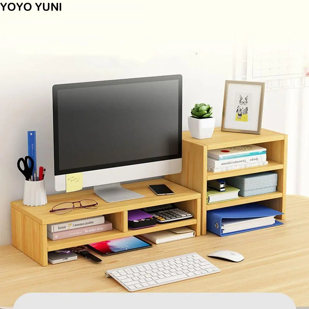 

Stable Base Wood Desktop Computer Stand Eyesight Protection Protect Cervical Spine Office Laptop Riser Easy Assemble