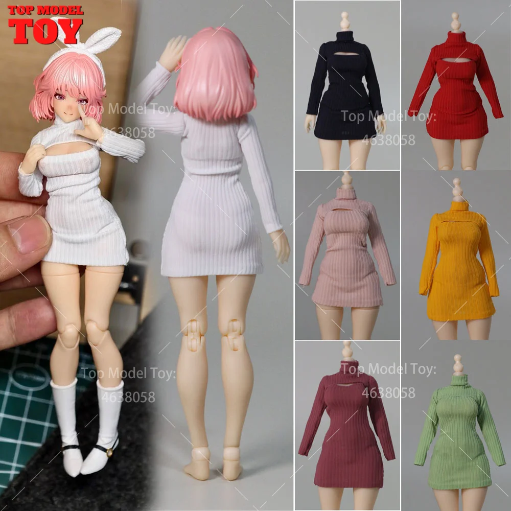 JZ811 1/12 Scale High Neck Open Chest Threaded Dress Clothes Accessory Molde Fit 6'' Female Soldier Action Figure Body Dolls
