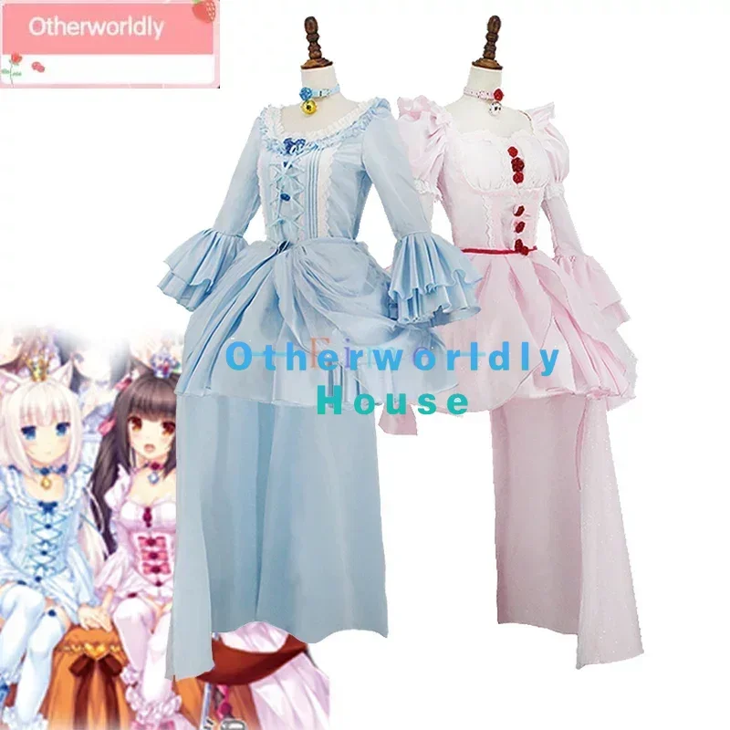 Game NEKOPARA Chocolat & Vanilla Cosplay Costume Girls Cute Lolita Dress Halloween Carnival Uniforms With Ears Tail Custom Made