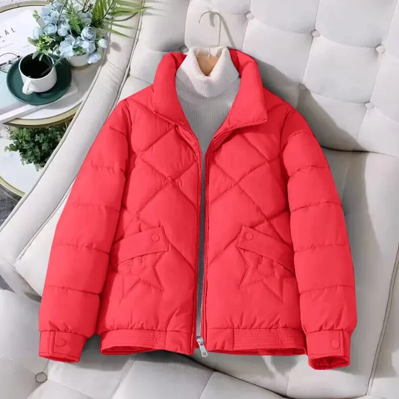 Winter Jacket Women's Stand collar Cotton Warm Coat Korean Loose Ladies Thicken Short Coat Solid Casual Student Jackets Female