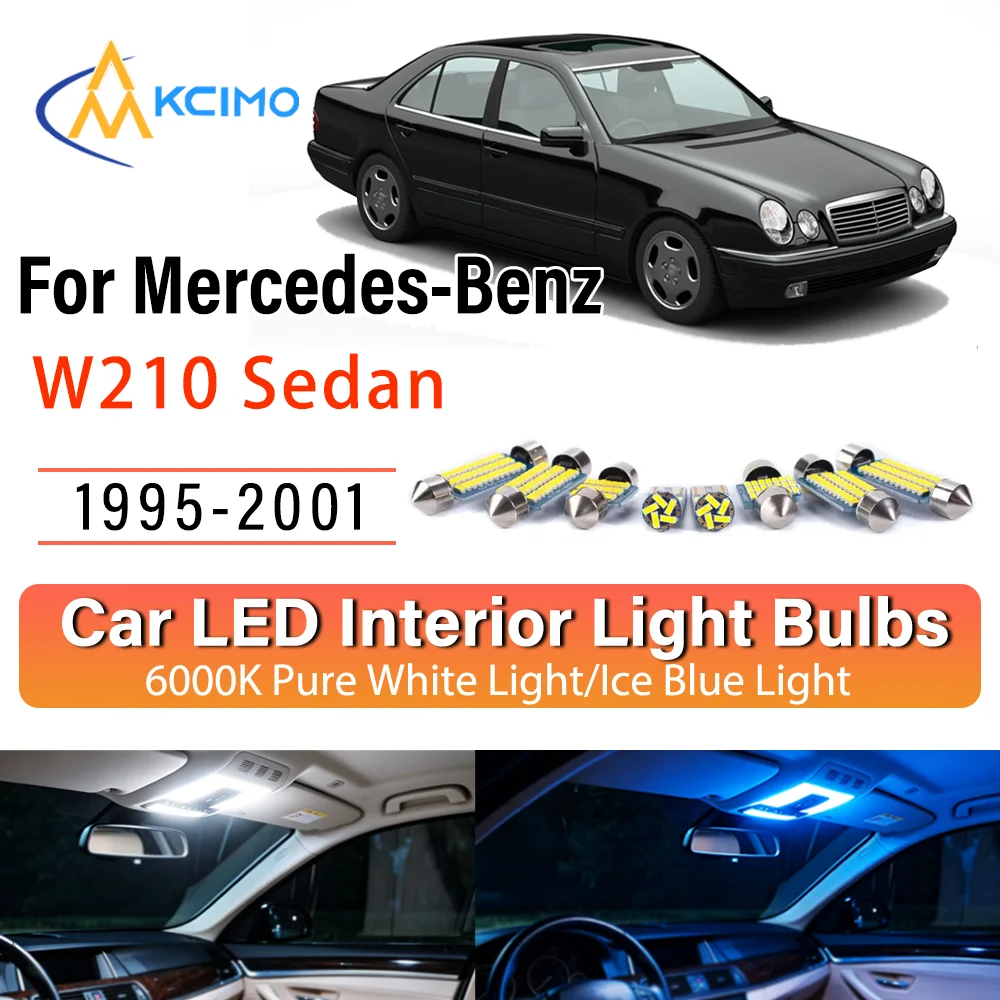 Pour Mercedes-Benz 	 Kit de remplacement d'éclairage intérieur LED à lueur persistante pour berline W210 1995-2001 – Amélioration des lampes de dôme, de lecture, de coffre et de habitacle