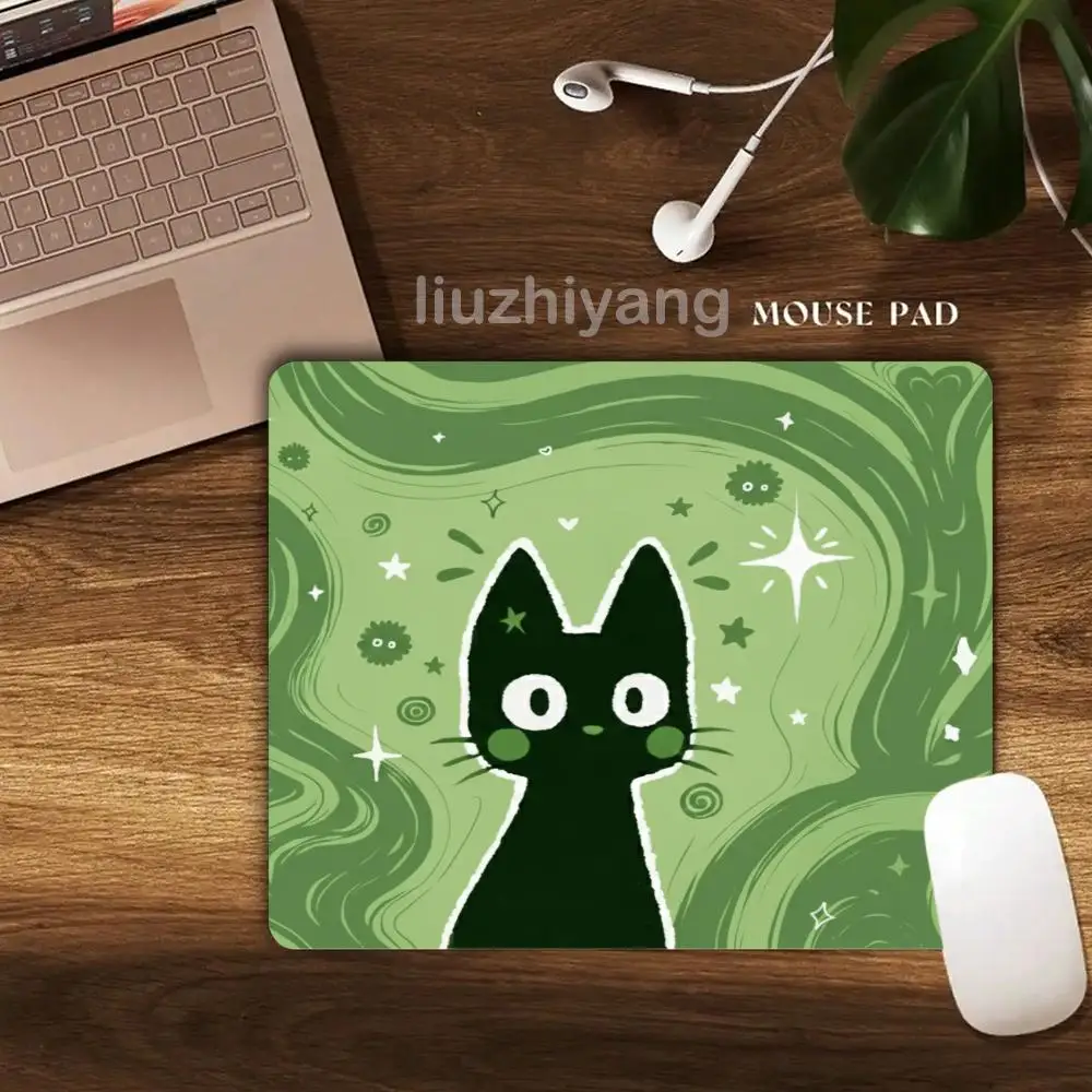 

Black Cat Mouse Pad Square Computer Office Game Table Mats Rubber Anti-slip Laptop Mousepads 45x40 Large 22x18 Small Desk Pads
