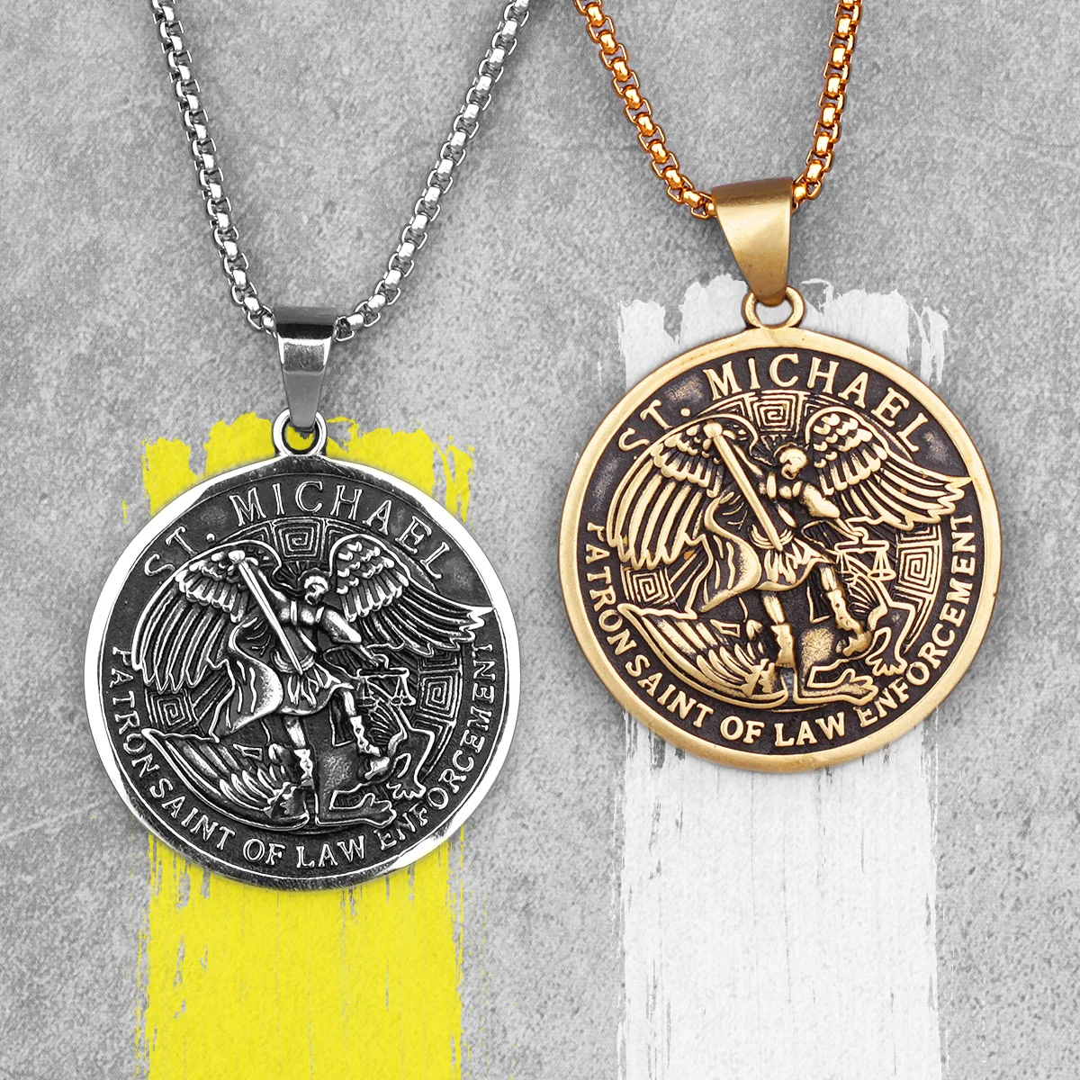 Archangel St.Michael Guardian Stainless Steel Men Necklaces Pendants Chain Trendy for Boy Male Jewelry Creativity Gift Wholesale