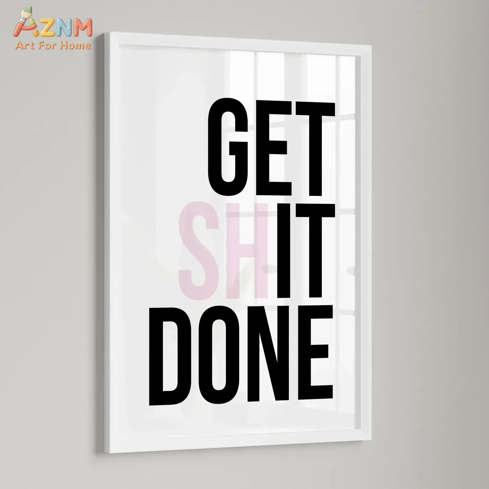 AZNM Get It Done Inspirational Quote Canvas Wall Art, Frameless Canvas Print Minimalist Text Art for Office Room Wall Decor