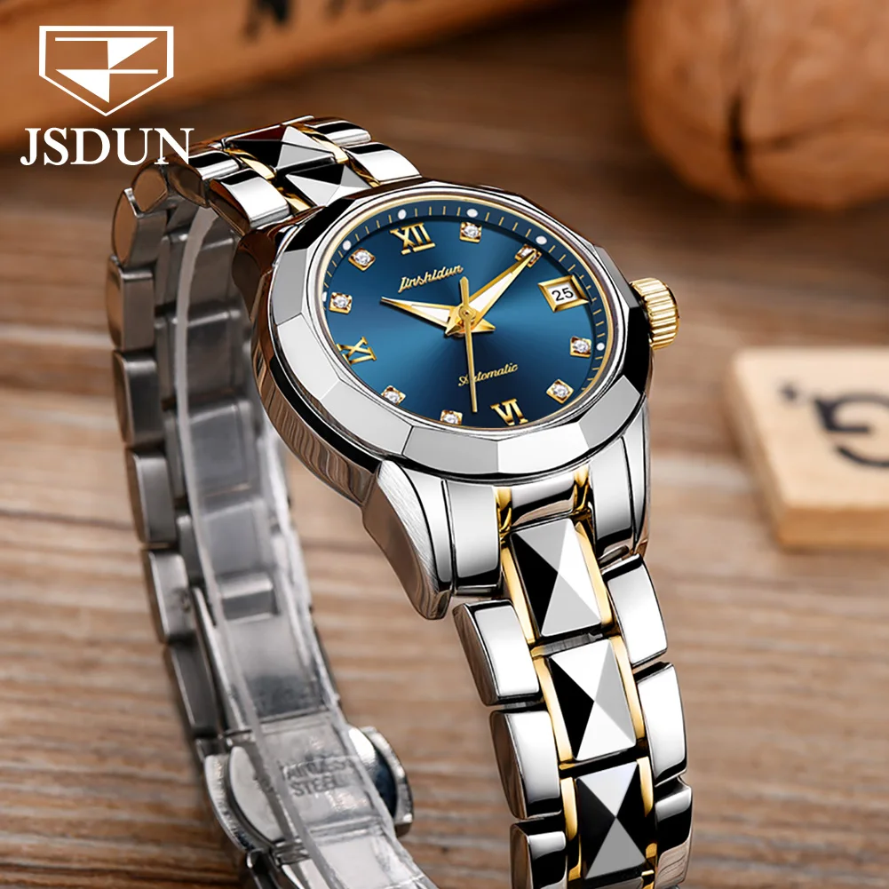 JSDUN New Original Women\'s Wristwatch Top Brand Automatic Watch Women High Quality Tungsten Steel Luxury Mechanical Ladies Watch