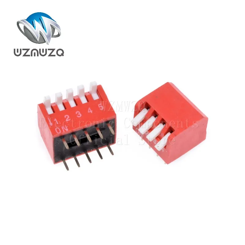 10PCS/Lot 2.54mm Dial switch Slide Type DIP Switch Module 1/2/3/4/5/6/8/10Pin Bit Piano type Side switch Red Toggle Switch