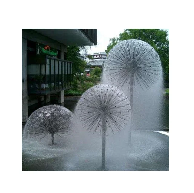 Modern Garden Large Outdoor Stainless Steel Water Fountain Dandelion Decorative Feature for Park or Big outside Space