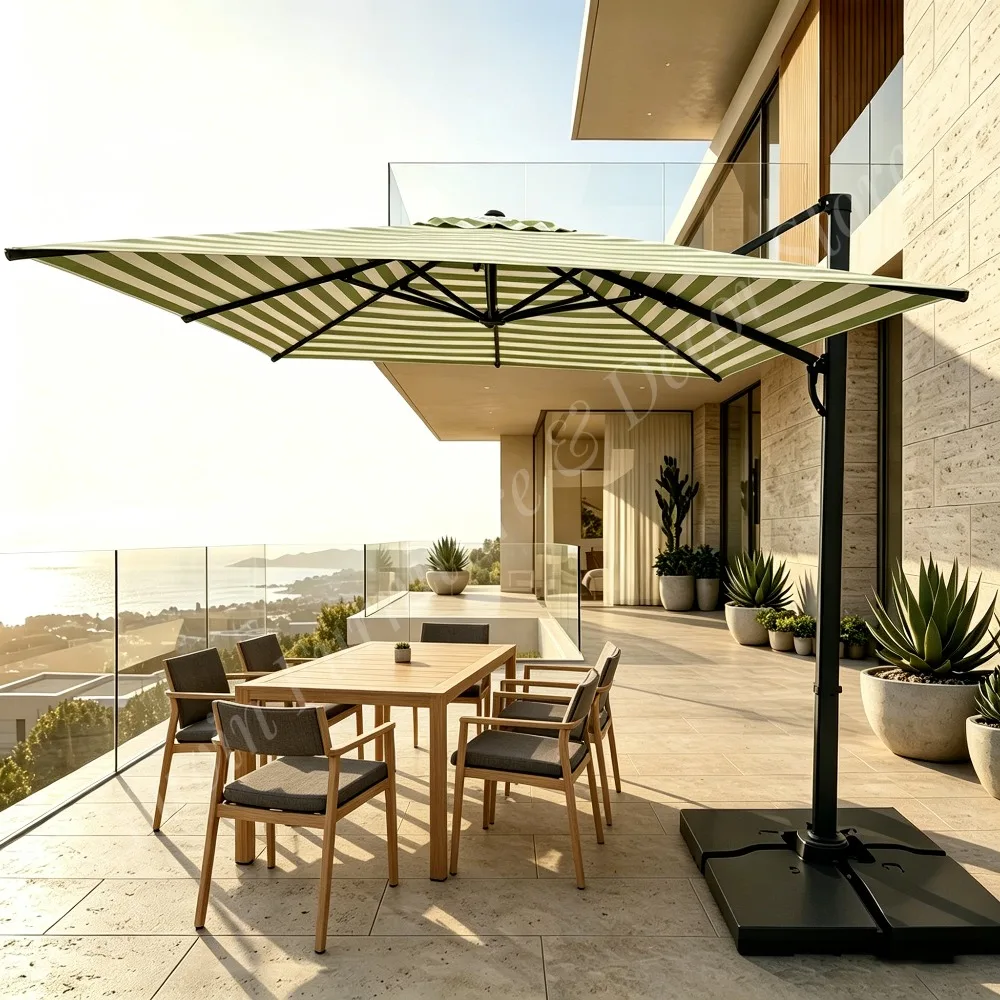 Commercial Aluminum Cantilever ParasolWaterproof UV Protection Outdoor Offset Umbrella for Luxury Hotel Cafe Patio Outdoor Shade