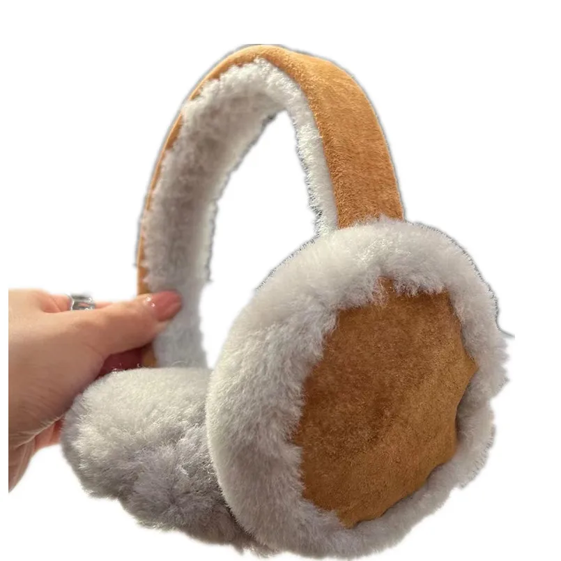 

Unisex Real Sheep Shearling Fur Earmuff Winter Warm Fashion Ear Warmer Women Soft Ear Muffs