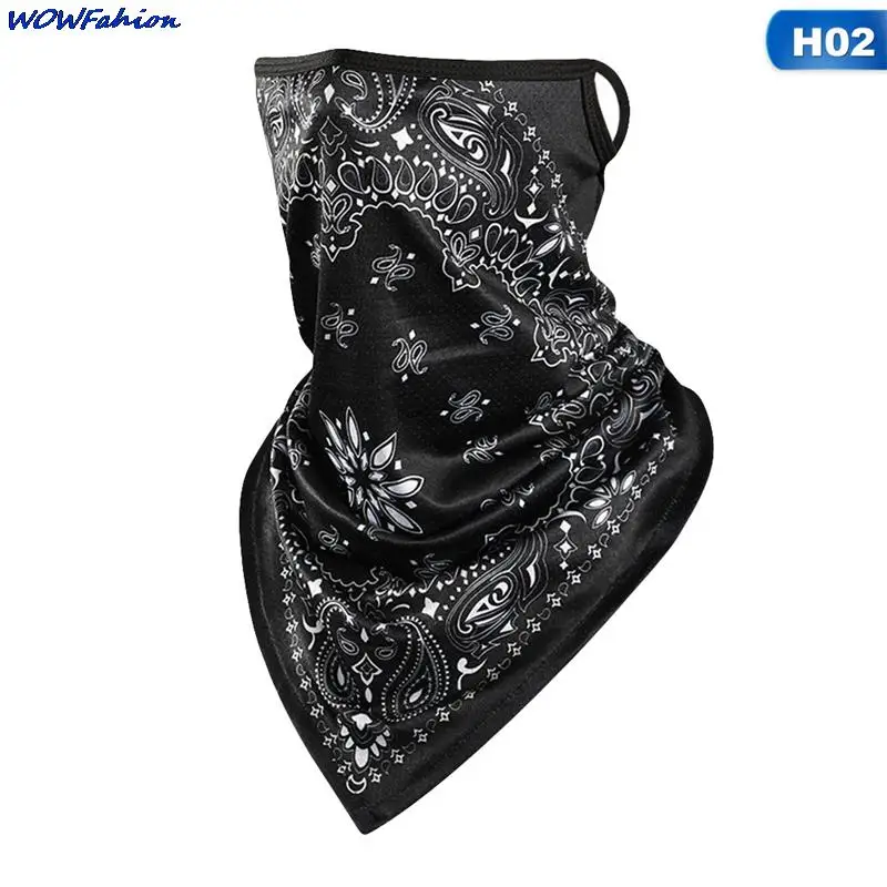 Ice Silk Ear Loops Neck Gaiter Face Scarf Cover Motorcycle Cycling Face Mask Men Skull Cap Sun Protection Balaclava Bandana