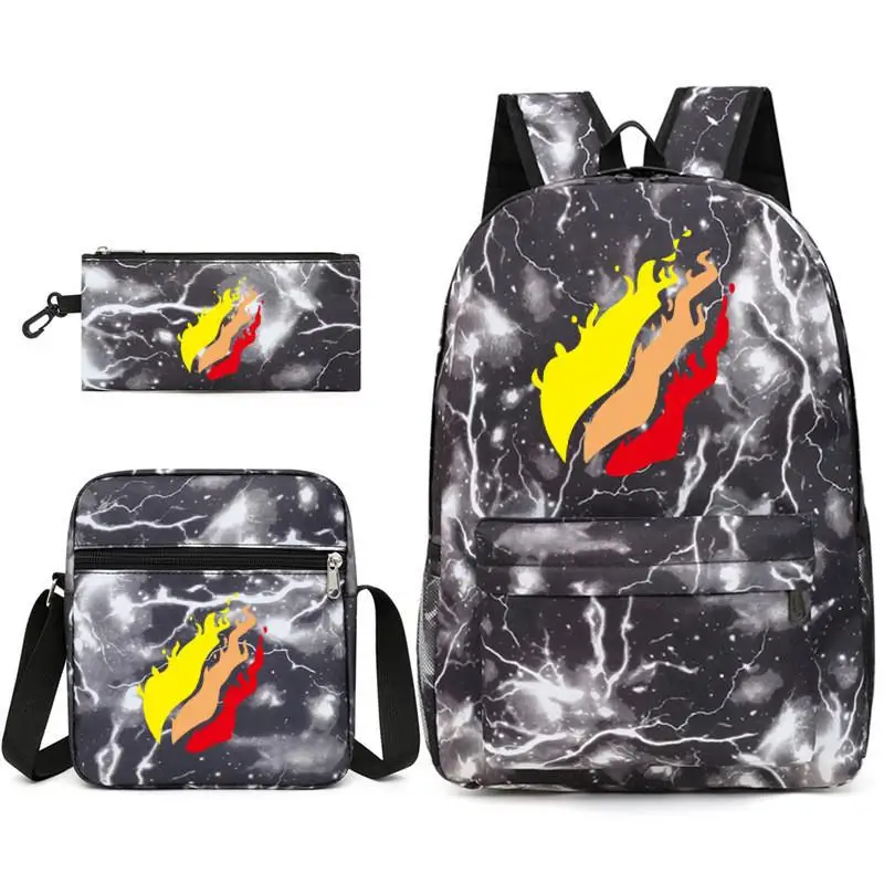 new-prestonplayz-printed-backpack-casual-student-bookbag-small-single-shoulder-bag-pen-case-three-piece-set-unisex