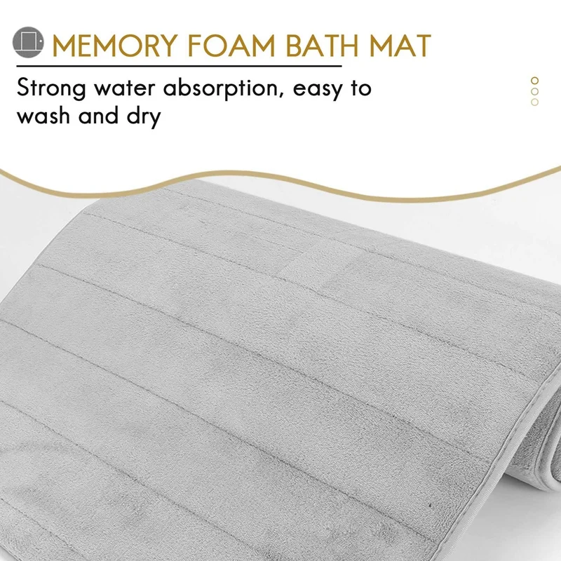 Memory Foam Soft Bath Mats - Non Slip Absorbent Bathroom Rugs Extra Large Size Runner Long Mat For Kitchen Bathroom Floors 60X16