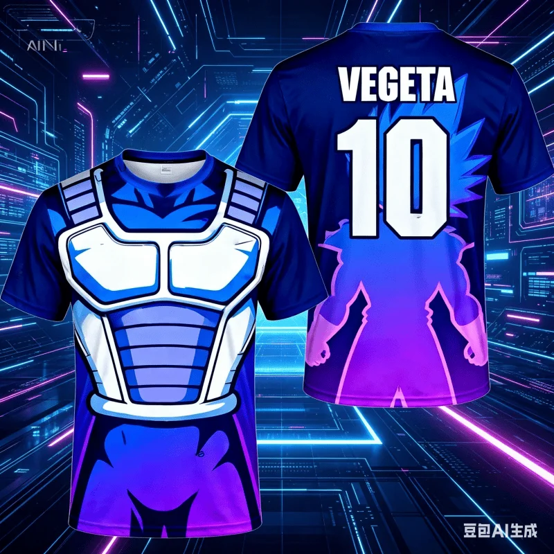 

2026 Summer Men's Dragon Ball Vegeta Anime Fashion 3D Printed Breathable Short Sleeve T-Shirt for Kids Women Loose Casual Top