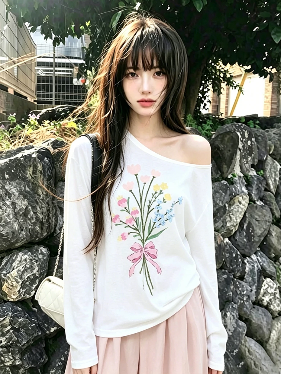 Summer Thin Sun Protection Shirt Hollow out Shoulder Long Sleeve T-Shirt Women's Beach Style Lyocell Silk Mesh Top Korean Ver...