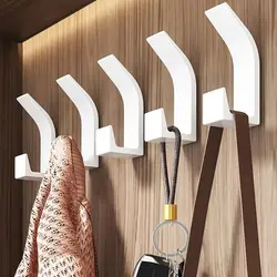5Pcs/Set Wall Hanging Hooks No Drilling Self-adhesive Waterproof Anti-slip Plastic Bathroom Clothes Towel Storage Hanger