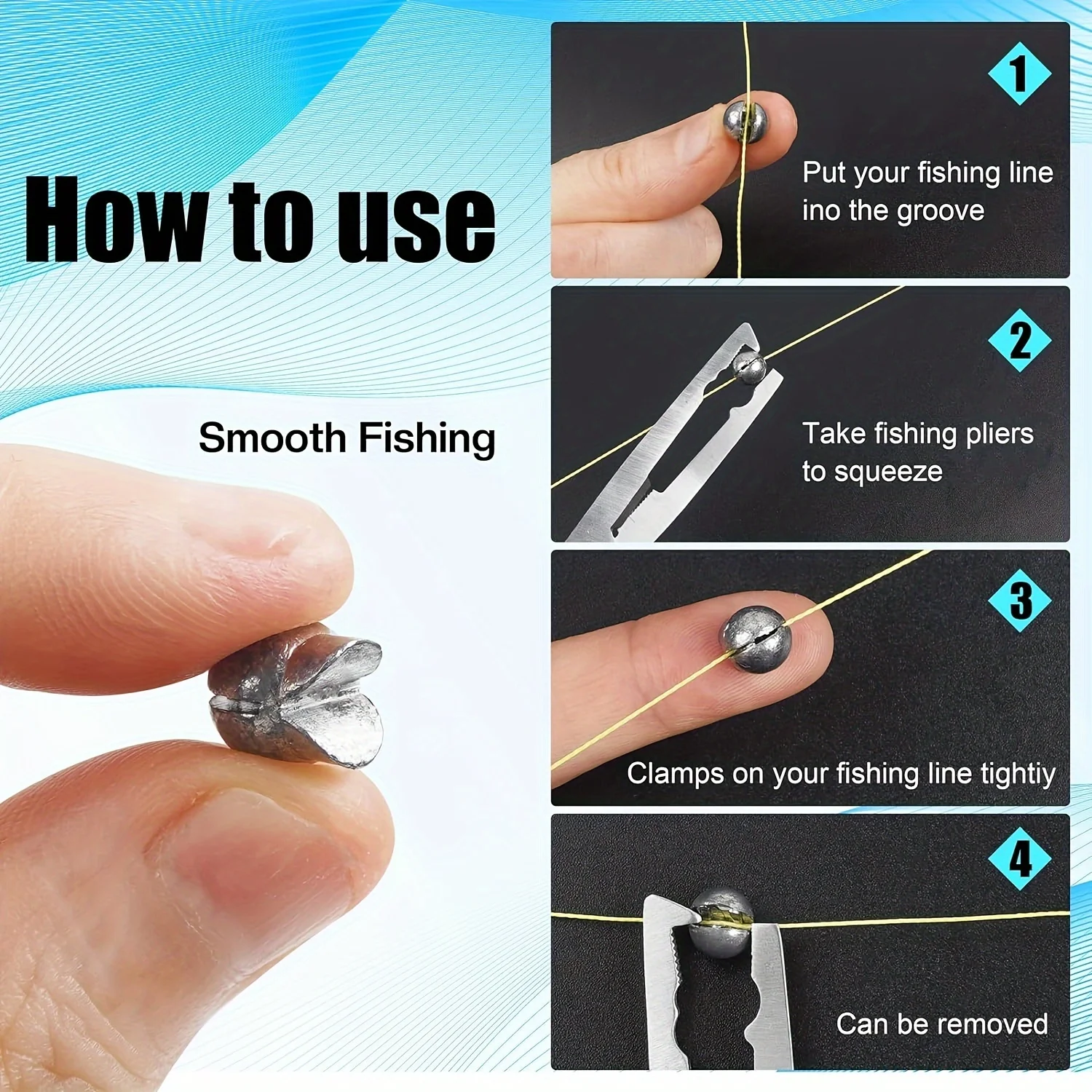 100pcs/box Fishing Weights Kit Premium Split Shot Sinkers with 5 Versatile Sizes Round Removable Design Perfect for Freshwater