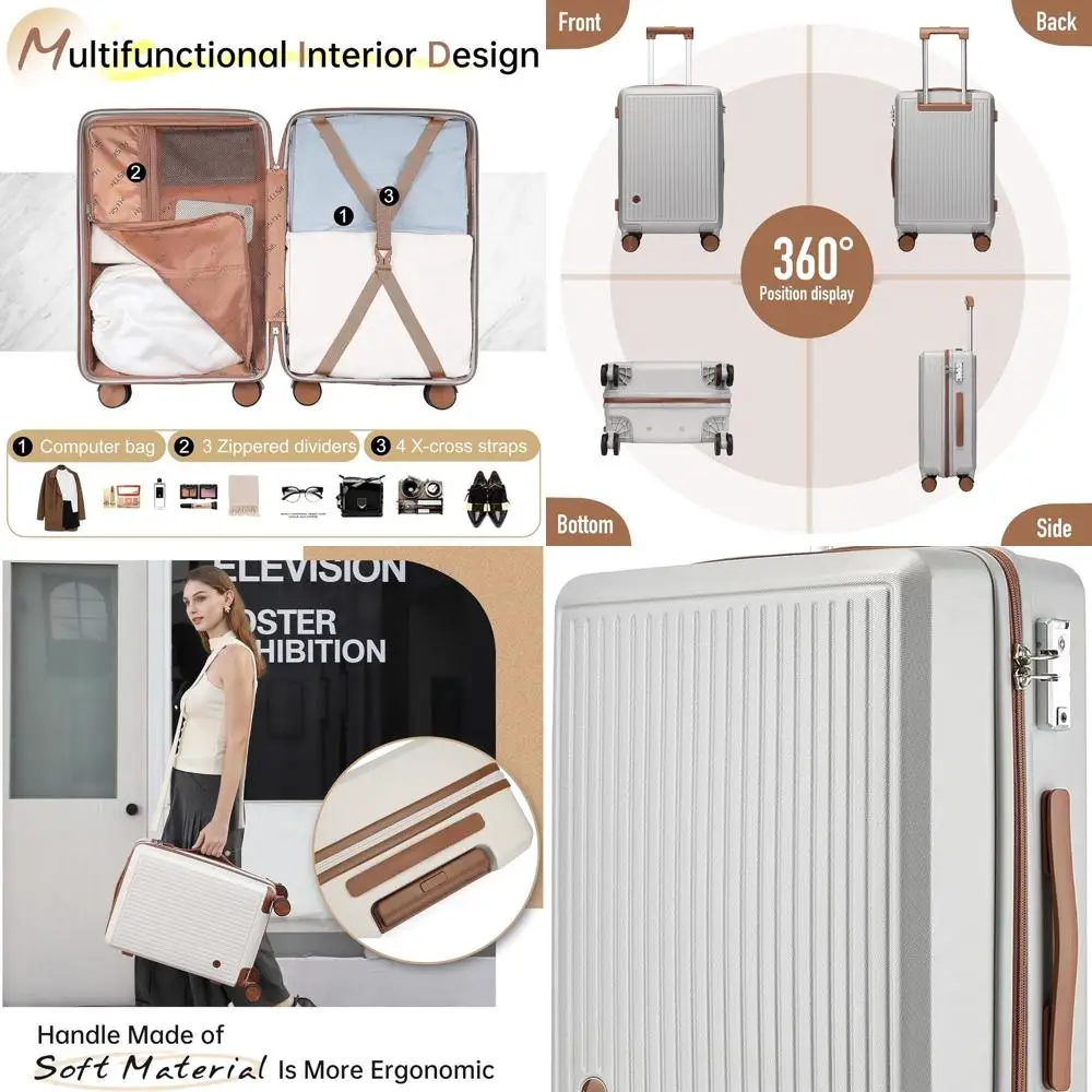 20-Inch Silvery Hardshell Spinner Luggage, TSA-Approved Compact Carry-On with 22x14x9 Dimensions