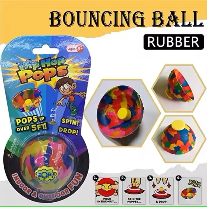 Hip Hop Bouncing Ball Spinning Top Adult Relief Toy Camouflage Jumping Bounce Bowl Anti Stress Fidget Toys for Kids Outdoor Fun