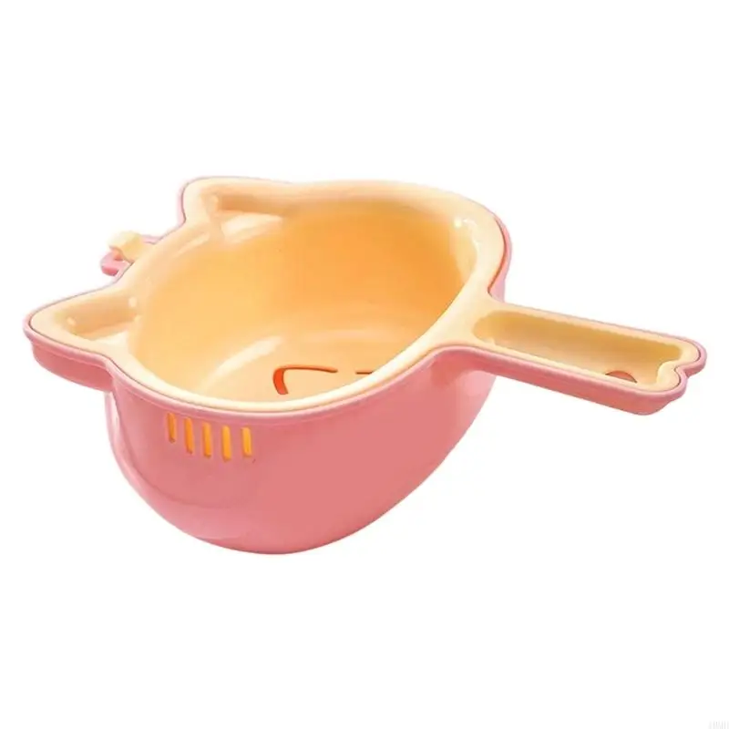 Long-Grip Kitchen Colander for Produce Rinsing, Two-Piece Plastic Drain Bowl and Lower Bowl with Side Openings JOMD