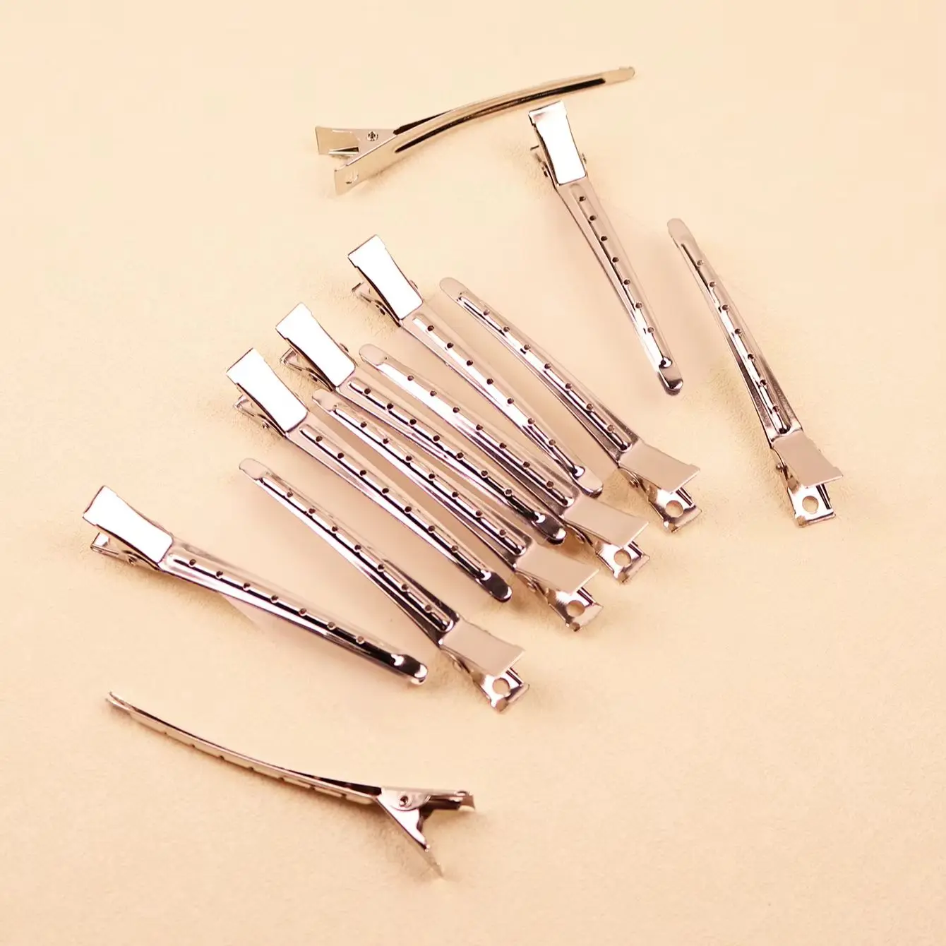12pcs Stainless Steel Spike Alligator Duck Bill Salon Clips Metallic Hair Barrettes Hair Clips, Special for Real Hair Wigs view 3