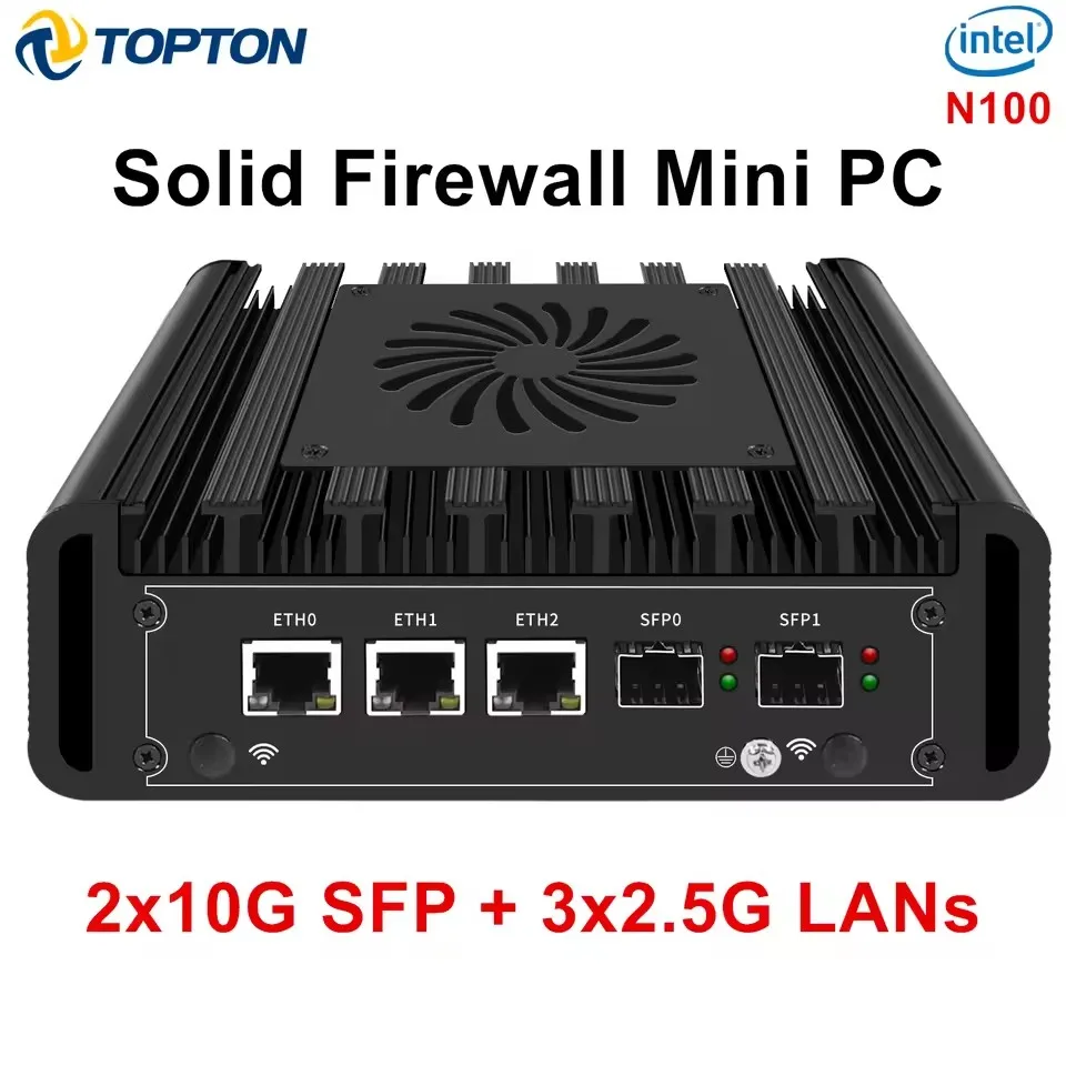 2x10G SFP+ 3x2.5G i226-V Lans Solid Firewall Mini PC Intel Alder Lake N100 DDR5 NVMe Proxmox pfSense OPNsense Home Server Host