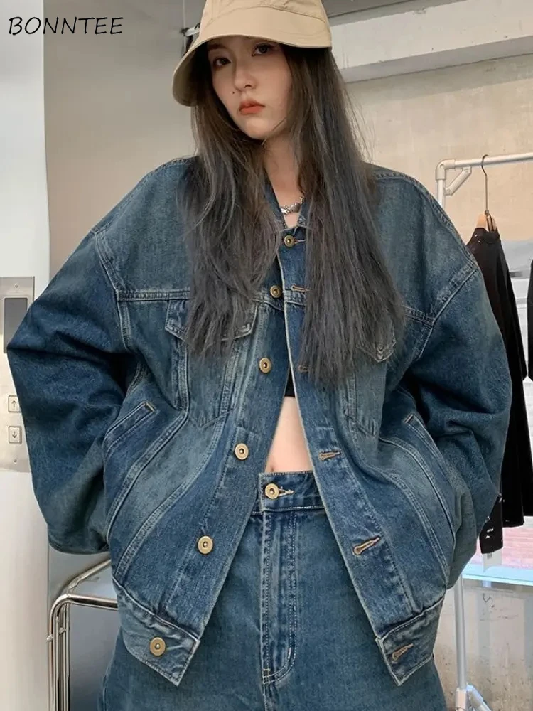 

Jackets Women Spring Denim Loose Streetwear Retro Chic Outerwear Stylish All-match Classic Young Ulzzang Casual Mujer Chaqueta