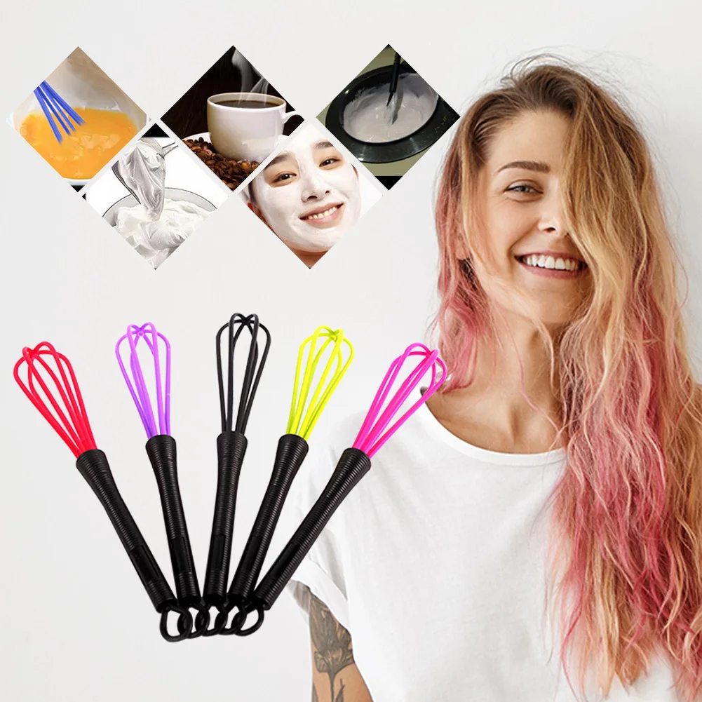 Hair Dye Cream Stirrer Mini Whisk Salon Barber Plastic Whisk Kitchen Baking Cooking Mixer Tool for Hair Dye Color Mixing