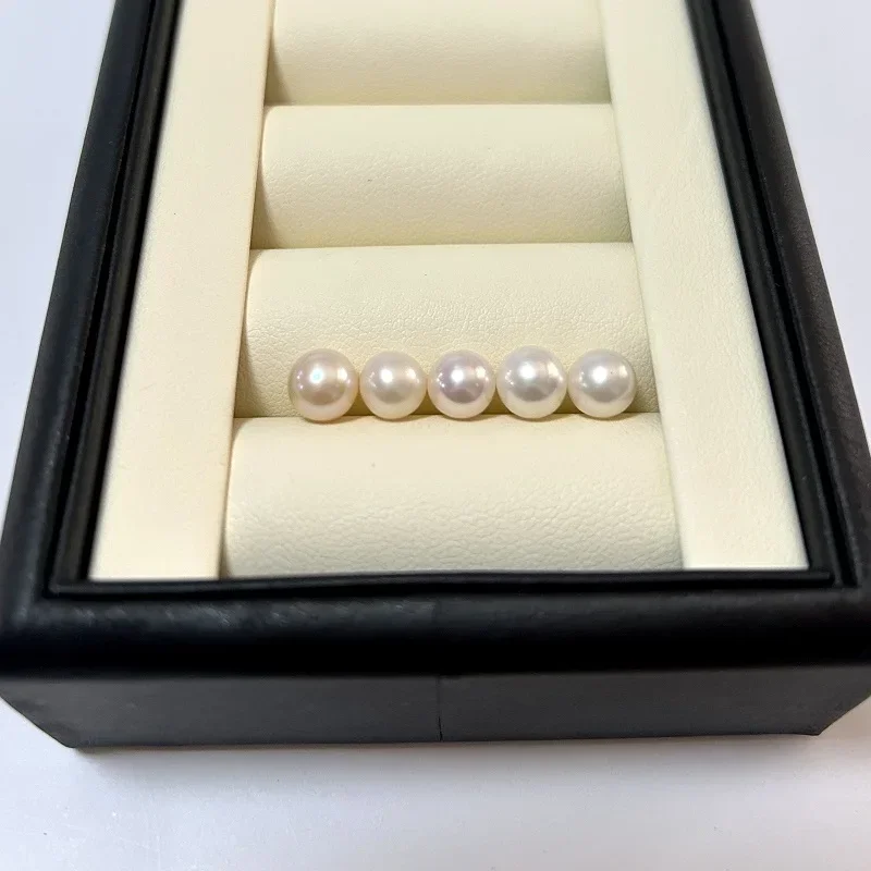 5pcs 7-8mm White Pearls Round Luster Pearl Loose Peal for Fine Women Girls Jewelry Making DIY Earrings