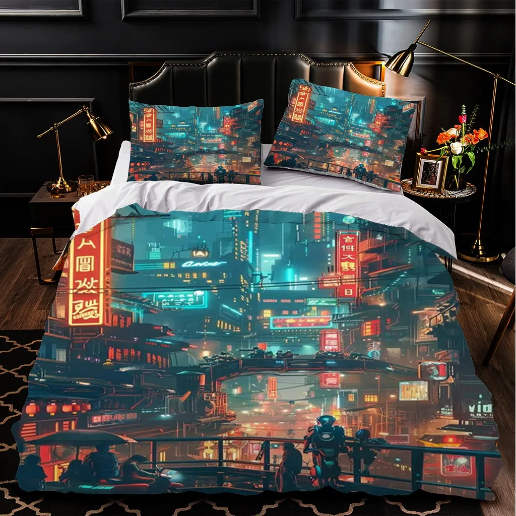 

Disney printed Cyberpunk Bedding Sets,exquisite Anime bed supplies set duvet cover bed comforter set bedding set