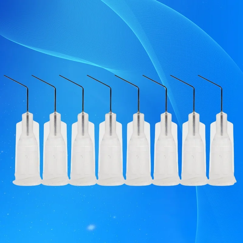 Free Shipping 27G Clear 0.5'' Length 45 Degree Bend Bent Dispensing Needle Tips Blunt Stainless Steel Dispenser Needles 1/2 Inch